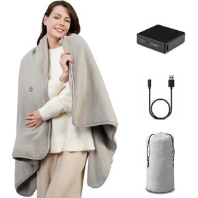 Portable Heated Blanket with Battery Pack,Infared Heating Cordless Heated Blanket Upgrade Large Size Portable USB Battery Powered Home Camping