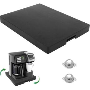 Sliding Tray for Coffee Maker - Appliance Slider 360° Rolling Tray With Wheels & Brake for Kitchen Countertop, Sliding Pull Out Mat for Ninja Air Fryer Coffee Pot Under the Cabinet (14"W ×17"D) Black