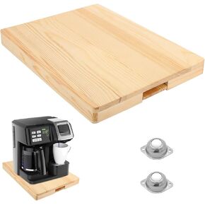 Sliding Tray for Coffee Maker - Appliance Slider 360° Rolling Tray With Wheels & Brake for Kitchen Countertop, Sliding Pull Out Mat for Ninja Air Fryer Coffee Pot Under the Cabinet (14"W ×17"D) Black