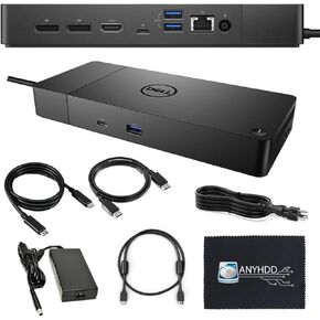 Dell WD19S Docking Station 130W (90W Power Delivery) - Dell Docking Station for Dell Laptop, Dell Dock with 130W Power Adapter + HDMI Cable + DisplayPort Cable + USB-C Cable + Microfiber Cloth