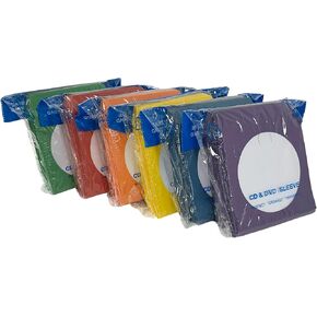 Mediaxpo Assorted (Blue, Green, Red, Orange, Purple, Yellow) Color Paper CD Sleeves with Window & Flap (Pack of 600)