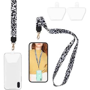 Leopard Phone Lanyard Wrist Strap Crossbody, Cell Phone Lanyard for Around the Neck Wristlet Phone Strap Lanyard for iPhone Case ID Badges Keys Phone Accessories