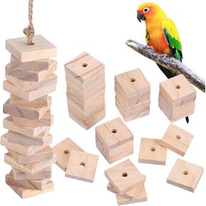 NOLITOY Parrot Toys 100 Pcs Wooden Blocks Bird Chewing Toy Parrot Bite Toys Bird Chewing Toys Mini Wood Chips DIY Craft for Parrot Playing Chewing