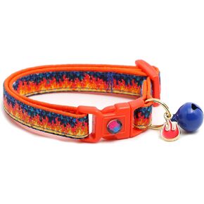 Flame Cat Collar with Charm & Bell | Safety Breakaway Collar | Adjustable Large Size or Kitten Collar (Purple, Small(10lbs & Less))