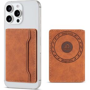 maogoam for MagSafe Wallet, Classic Folio Magnetic Wallet, Stronger Magnetic Card Holder for iPhone 16/15/14/13/12, Leather Magnetic Phone Slim Wallet Fit 4 Cards, RFID Blocking, Dark Brown