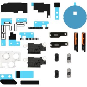 16 PCS Complete Set Bottom Loudspeaker AntiDust Mesh Replacement for iPhone 12 Pro Max Mic Camera Bracket Net Parts with Motherboard Internal Sticker Kit