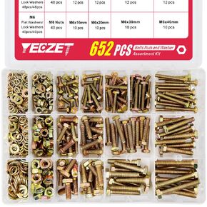 YEEZET 1000pcs Grade 8.8 Bolts and Nuts Washers Assortment Kit,M4 M5 M6 Metric Bolt Assortment Set,15 Most Common Sizes,10-40mm