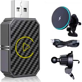 Wireless CarPlay Adapter with Magnetic Phone Charger Mount – Bluetooth Auto-Connect - Compatible with CarPlay Vehicles, Upgrade to Hands-Free CarPlay for iPhone or Andriod