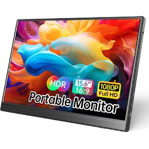 Portable Monitor 15.6 Inch 1080P USB-C HDMI Ultra-Slim Travel Monitor with Kickstand, Compatible with Xbox, Laptop, PC, Mac Phone, PS, Swich IPS Ultra-Thin Zero Frame Gaming Monitor