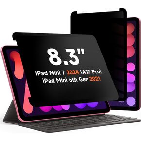 360° Privacy Screen Protector for iPad Mini 6 8.3 2021/ Mini 7 2024 (A17 Pro), Anti Glare Blue Light 4 Way Anti Spy Screen Filter, Magicsuction Protector for 8.3" iPad Mini 6th Generation (Landscape+Portrait Privacy)