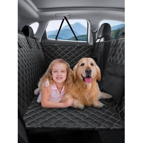 Dog Car Seat Cover for Back Seat, Car Seats for Dogs with Hard Bottom Supports 440lbs Waterproof Dog Hammock for Car Travel Bed with Mesh Window Pet Backseat Extender Protector for Car, SUV