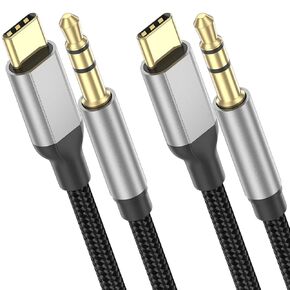 Aux to USB C Cord, USB C to 3.5mm Audio Cable【3ft, 2-Pack】 USB Type C AUX Cord for iPhone 15 16 Pro Max, Samsung Galaxy S24 S23, Pixel 5 XL, Car, Headphones, Auxiliary Cord USB C to 1/8 inch