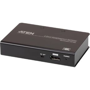 ATEN VS192 2-Port True 4K DisplayPort Splitter SST Split or MST Extended Display - Connect 1 DP Source to 2 Display Port Computer Monitor - TAA Compliant - Metal