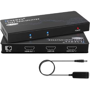 TCNEWCL 4K@120Hz HDMI Splitter 1 in 2 Out, 8K@60Hz HDMI 2.1 Splitter HDMI Duplicator Support EDID, VRR, ALLM, Dolby Atmos, Dynamic HDR for Xbox Series X, PS4/5, Blu-ray Player