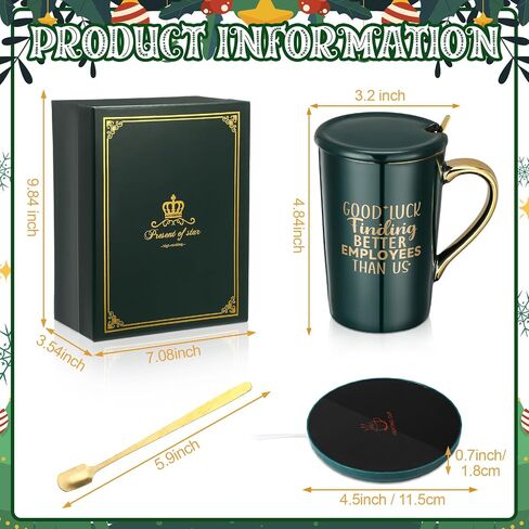 Honeydak Boss Going Away Gifts Good Luck Finding Employees Better Than Us Coffee Mug Warmer and Mug Set for Desk with Auto Shut Off Funny Leaving Farewell for Boss Men Women(Black) in Saudi Arabia