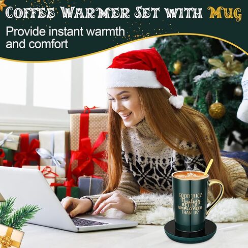 Honeydak Boss Going Away Gifts Good Luck Finding Employees Better Than Us Coffee Mug Warmer and Mug Set for Desk with Auto Shut Off Funny Leaving Farewell for Boss Men Women(Black) in Saudi Arabia