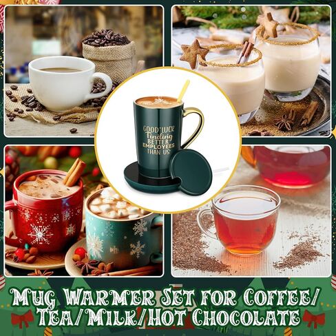 Honeydak Boss Going Away Gifts Good Luck Finding Employees Better Than Us Coffee Mug Warmer and Mug Set for Desk with Auto Shut Off Funny Leaving Farewell for Boss Men Women(Black) in Saudi Arabia