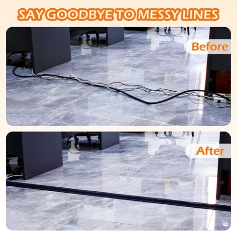 Floor Cord Cover for Carpet – Wire Protection Tape Cable Strip Cover for Keep Cables Organized and Trip Hazard Prevention-Protector Cable Management for Commercial Office Carpet (Gray, 10 ft) in Kuwait