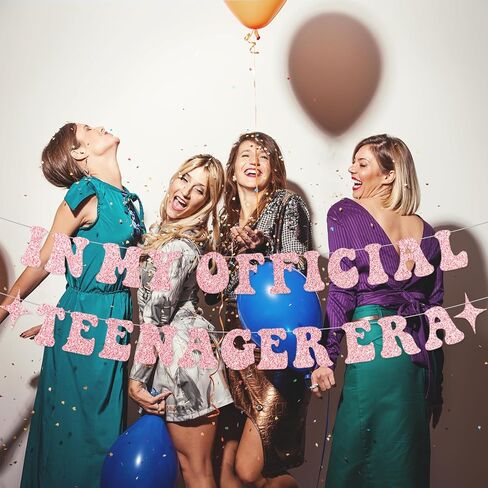 13th Birthday Decorations for Girls In My Teenager Era Banner for Teenager Birthday Decorations In My Teenager Era Birthday Decorations Black Glitter in Kuwait