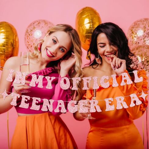 13th Birthday Decorations for Girls In My Teenager Era Banner for Teenager Birthday Decorations In My Teenager Era Birthday Decorations Black Glitter in Kuwait