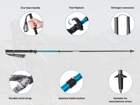 G2 Foldable Walking Canes/Aluminum Alloy/Soft-Foam Grip/Comfortable Wrist Strap/Press Telescopic Flxed (Pack of 2 Poles) Red/Blue/Colorful in Saudi Arabia