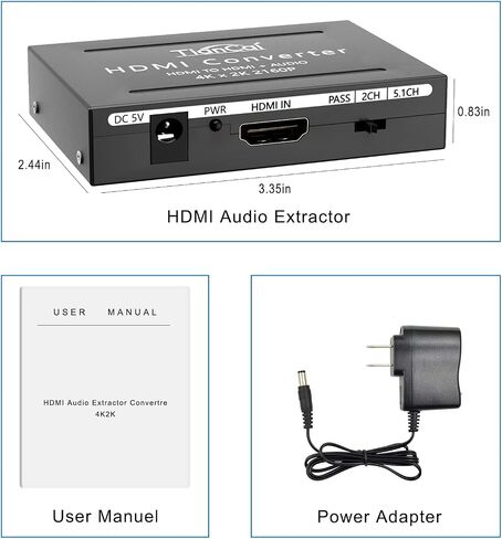 HDMI Audio Extractor 4K HDMI إلى محول مقسم الصوت البصري متوافق مع Apple TV Firestick PS4 يدعم EDID HDCP Dolby5.1 3D in Saudi Arabia