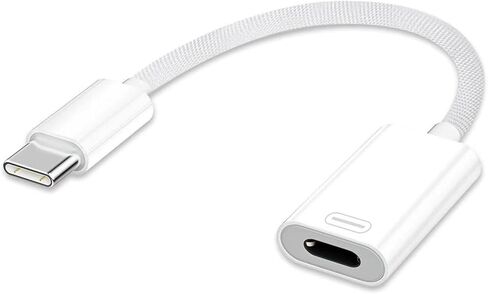 محول مقبس صوت USB C إلى Lightning لهاتف iPhone 16 15، محول سماعات رأس من النوع C إلى Lightning من القماش المنسوج لهاتف iPhone 16/16 Plus/16 Pro/16 Pro Max/ 15/15 Pro/15 Pro Max يدعم الشحن in Kuwait