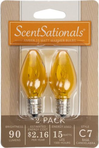 مصابيح Scentsationals بقدرة 15 وات لتدفئة الشمع، قاعدة شمعدان E12 لمصباح كهربائي بقدرة 15 وات - شمعة تذويب الشمع الكهربائية البديلة للحائط، نمط معتمد C7 120 فولت (لمبات 2 - أخضر) in Kuwait