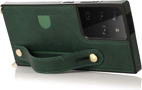 CCSmall Case Crossbody for Samsung Galaxy S21 Ultra with Card Slot Holder, Removable Adjustable Shoulder Strap Lanyard with Wristband Kickstand Phone Cover Case for Galaxy S21 Ultra KB Black in Saudi Arabia