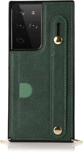CCSmall Case Crossbody for Samsung Galaxy S21 Ultra with Card Slot Holder, Removable Adjustable Shoulder Strap Lanyard with Wristband Kickstand Phone Cover Case for Galaxy S21 Ultra KB Black in Saudi Arabia