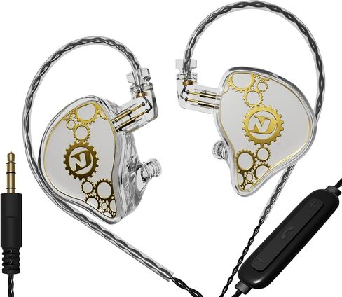 FEDAI ND Venus in Ear Monitor Headphones, 10mm Double Magnetic Dynamic Driver IEM Earphones, HiFi Wired Gaming Earbuds, 2 Pin Detachable Cable (with Mic, White, 3.5mm Plug) in Saudi Arabia
