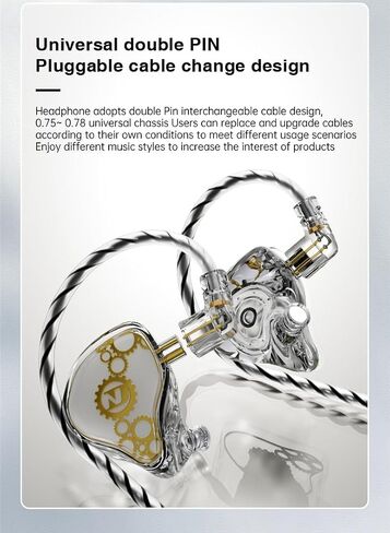 FEDAI ND Venus in Ear Monitor Headphones, 10mm Double Magnetic Dynamic Driver IEM Earphones, HiFi Wired Gaming Earbuds, 2 Pin Detachable Cable (with Mic, White, 3.5mm Plug) in Saudi Arabia