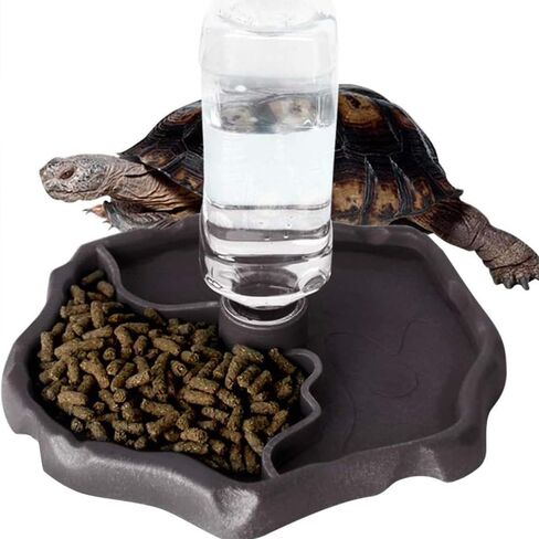 مغذيات الزواحف التلقائية سقي السلحفاة طبق تغذية المياه طبق موزع شارب وعاء الماء للسحالي السلاحف أبو بريص الحرباء بني داكن in Kuwait