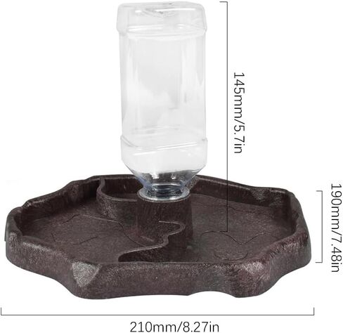 مغذيات الزواحف التلقائية سقي السلحفاة طبق تغذية المياه طبق موزع شارب وعاء الماء للسحالي السلاحف أبو بريص الحرباء بني داكن in Kuwait