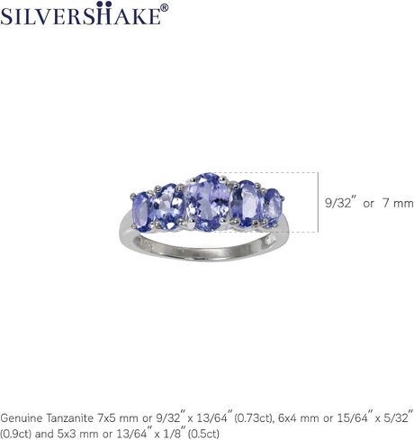 Silvershake Graduated 5-Stone Gemstone in White Gold Plated 925 Sterling Silver Right Hand Anniversary Ring Jewelry for Women in Kuwait