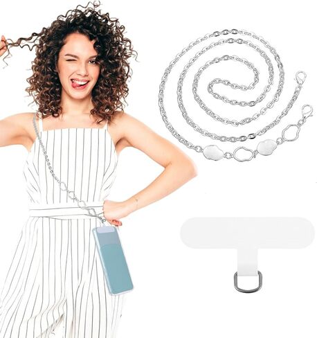 Crossbody Phone Lanyard, 1Pcs Phone Crossbody Chain Metal Cell Phone Chain Anti-Theft Crossbody Strap Universal Phone Lanyard Detachable Women Cellphone Lanyards for Most Smartphones in Saudi Arabia