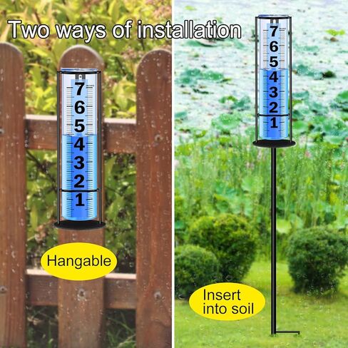 مقياس المطر في الهواء الطلق مطور، دقيق مقاوم للتجمد، مقاييس المطر السميكة في الهواء الطلق أفضل تصنيف، أرقام واضحة كبيرة وأداة قياس المطر ارتفاع قابل للتعديل للحديقة، الفناء، العشب، الفناء، واستخدام المزرعة in Kuwait