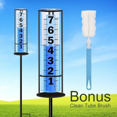 مقياس المطر في الهواء الطلق مطور، دقيق مقاوم للتجمد، مقاييس المطر السميكة في الهواء الطلق أفضل تصنيف، أرقام واضحة كبيرة وأداة قياس المطر ارتفاع قابل للتعديل للحديقة، الفناء، العشب، الفناء، واستخدام المزرعة in Kuwait