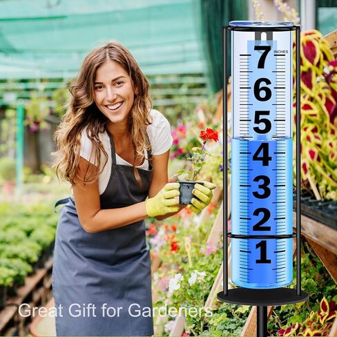 مقياس المطر في الهواء الطلق مطور، دقيق مقاوم للتجمد، مقاييس المطر السميكة في الهواء الطلق أفضل تصنيف، أرقام واضحة كبيرة وأداة قياس المطر ارتفاع قابل للتعديل للحديقة، الفناء، العشب، الفناء، واستخدام المزرعة in Kuwait