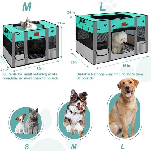 Portable Dog Playpen,Cat Playpen Pet Delivery Room,Portable Kennel Tent Game Pens Suitable for All Medium/Small Pets Metal Dog Crate,with Dog Pee Pad Carring Bag for Indoor/Outdoor Travel (Gray) in Saudi Arabia
