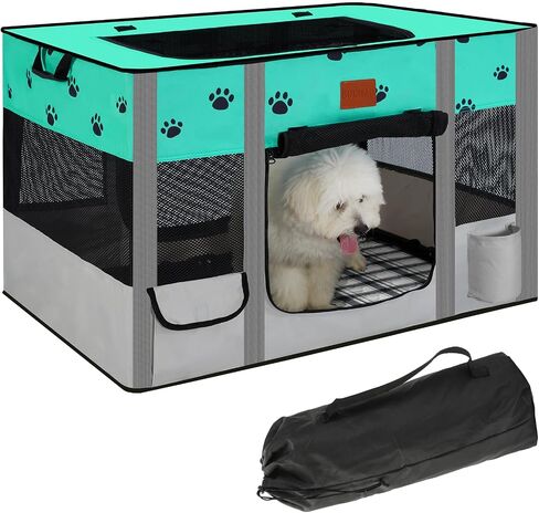 Portable Dog Playpen,Cat Playpen Pet Delivery Room,Portable Kennel Tent Game Pens Suitable for All Medium/Small Pets Metal Dog Crate,with Dog Pee Pad Carring Bag for Indoor/Outdoor Travel (Gray) in Saudi Arabia