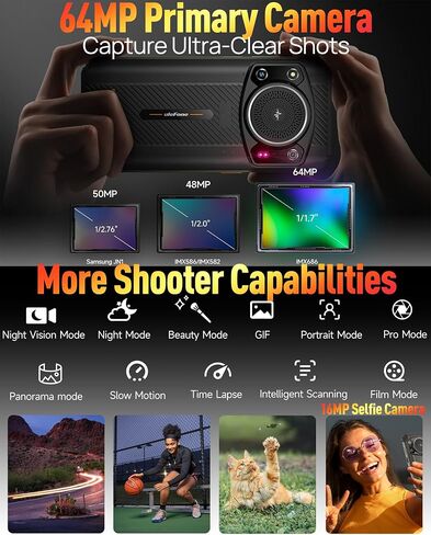 Ulefone Armor 21 Phone Android 14 Rugged Phone Unlocked 16G+256GB Rugged Smartphone 9600mAh 6.58" FHD+ 120Hz 64MP+24MP Night Vision Camera Dual SIM IP68 Smartphone NFC 122dB loudest Speaker IR Blaster in Kuwait