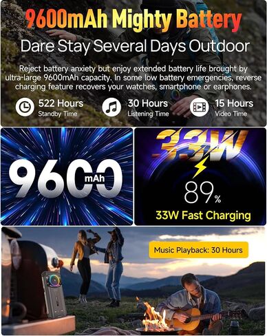 Ulefone Armor 21 Phone Android 14 Rugged Phone Unlocked 16G+256GB Rugged Smartphone 9600mAh 6.58" FHD+ 120Hz 64MP+24MP Night Vision Camera Dual SIM IP68 Smartphone NFC 122dB loudest Speaker IR Blaster in Kuwait