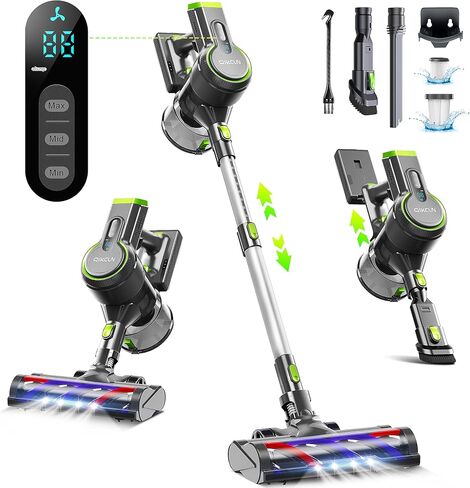 Cordless Vacuum Cleaner, 23kpa Powerful Lightweight Stick Vac with LED Headlights, 3 Modes, 45 Mins Runtime, Rechargeable Portable Handheld Vacuums for Home, Carpet, Hard Floor, and Pet Hair (Blue) in Saudi Arabia