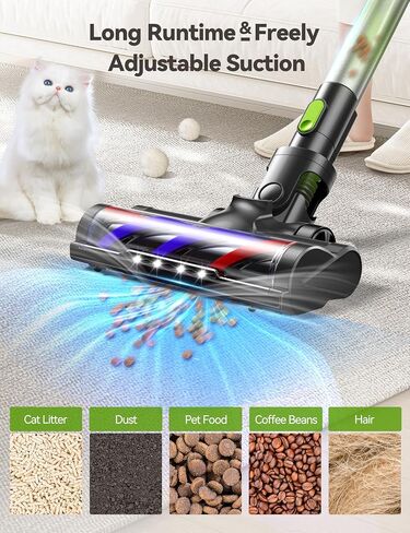 Cordless Vacuum Cleaner, 23kpa Powerful Lightweight Stick Vac with LED Headlights, 3 Modes, 45 Mins Runtime, Rechargeable Portable Handheld Vacuums for Home, Carpet, Hard Floor, and Pet Hair (Blue) in Saudi Arabia