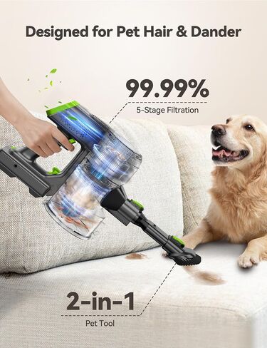 Cordless Vacuum Cleaner, 23kpa Powerful Lightweight Stick Vac with LED Headlights, 3 Modes, 45 Mins Runtime, Rechargeable Portable Handheld Vacuums for Home, Carpet, Hard Floor, and Pet Hair (Blue) in Saudi Arabia