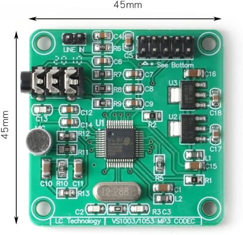 VS1053 MP3 Audio Player Module Audio Decoder MP3 Player Board Recording Onboard Microphone SPI Interface Output Port Audio Sound Board 1.8V 3.3V AMS-1117 Chip 800mA 12.228Mhz in Saudi Arabia
