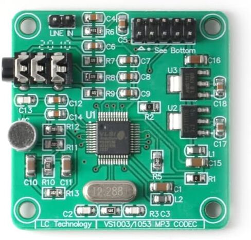 VS1053 MP3 Audio Player Module Audio Decoder MP3 Player Board Recording Onboard Microphone SPI Interface Output Port Audio Sound Board 1.8V 3.3V AMS-1117 Chip 800mA 12.228Mhz in Saudi Arabia