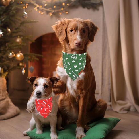 ADOGGYGO Christmas Dog Bandana, Red Green Merry Christmas Dog Scarf, Premium Durable Fabric, Adjustable Fit Dog Christmas Bandanas for Medium Large Dogs Pets (Large, Christmas) in Kuwait