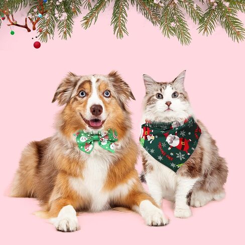 Reginary 85 Pcs Christmas Dog Ties Set Include Christmas Dog Bow Tie Neckties Flower Dog Bowknot Bandana Christmas Dog Scarf for Xmas Puppy Cat in Saudi Arabia